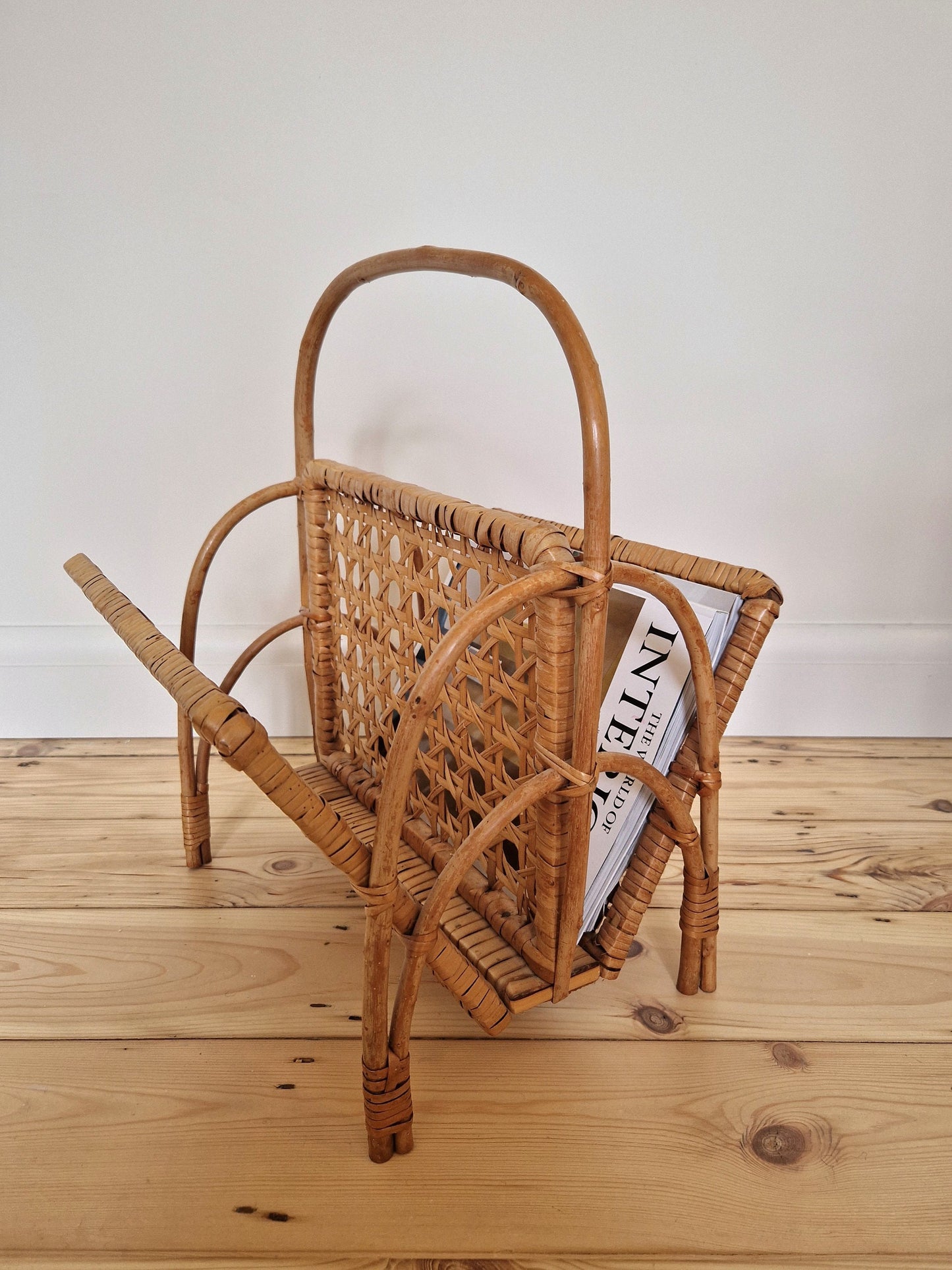 Vintage Bamboo and Rattan Magazine Rack