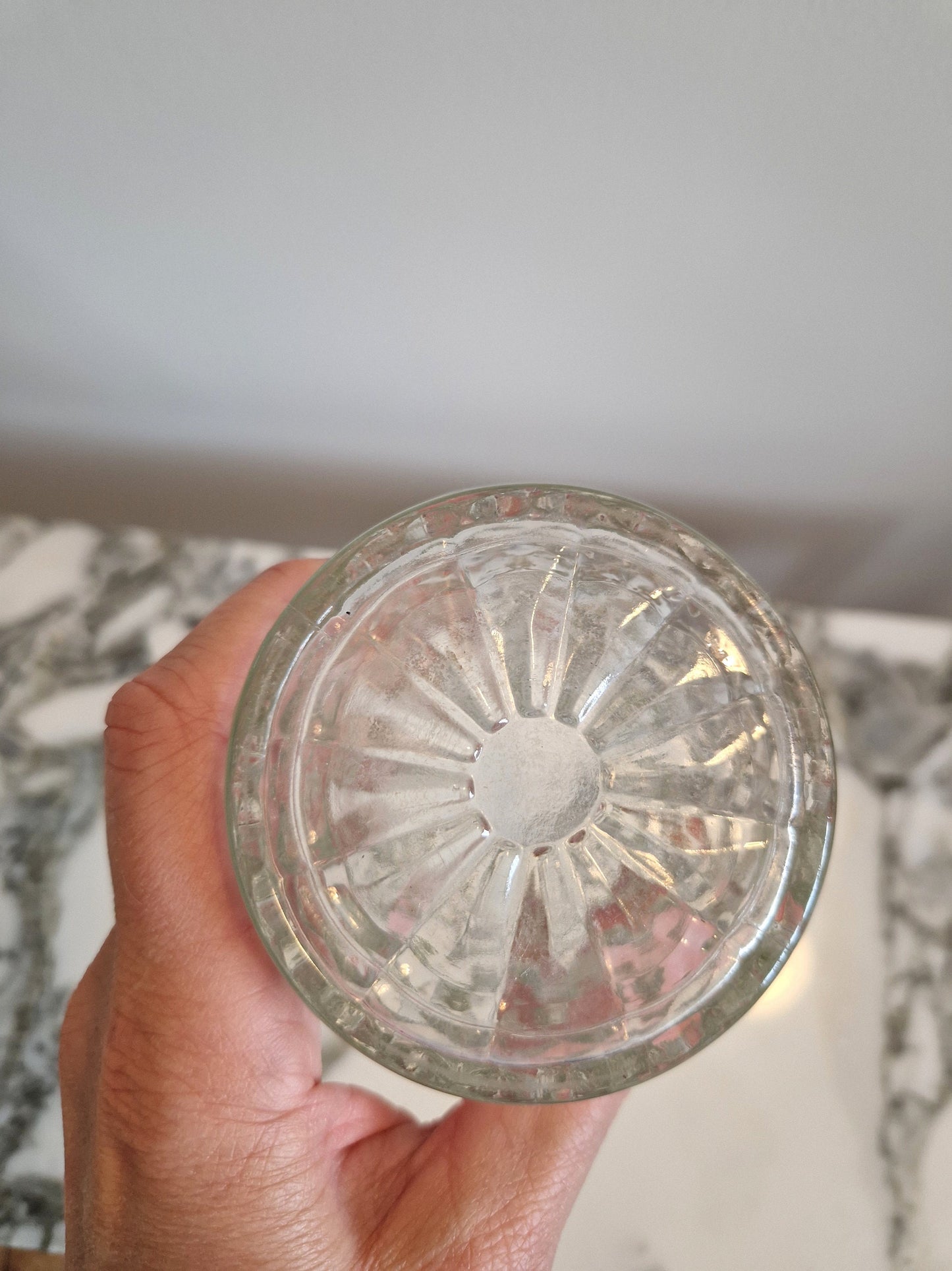 Vintage Glass Vase with Scallop Rim