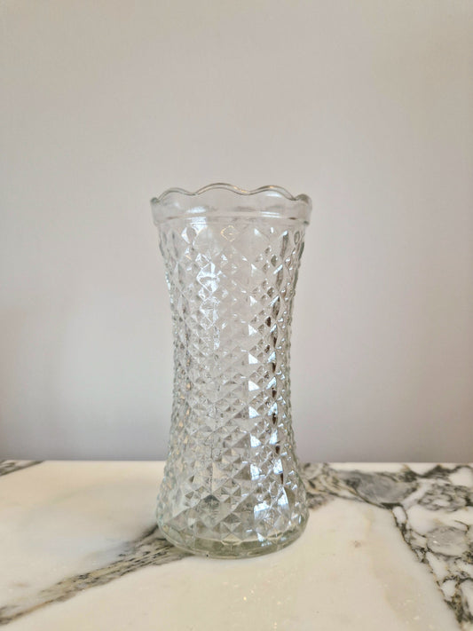 Vintage Glass Vase with Scallop Rim