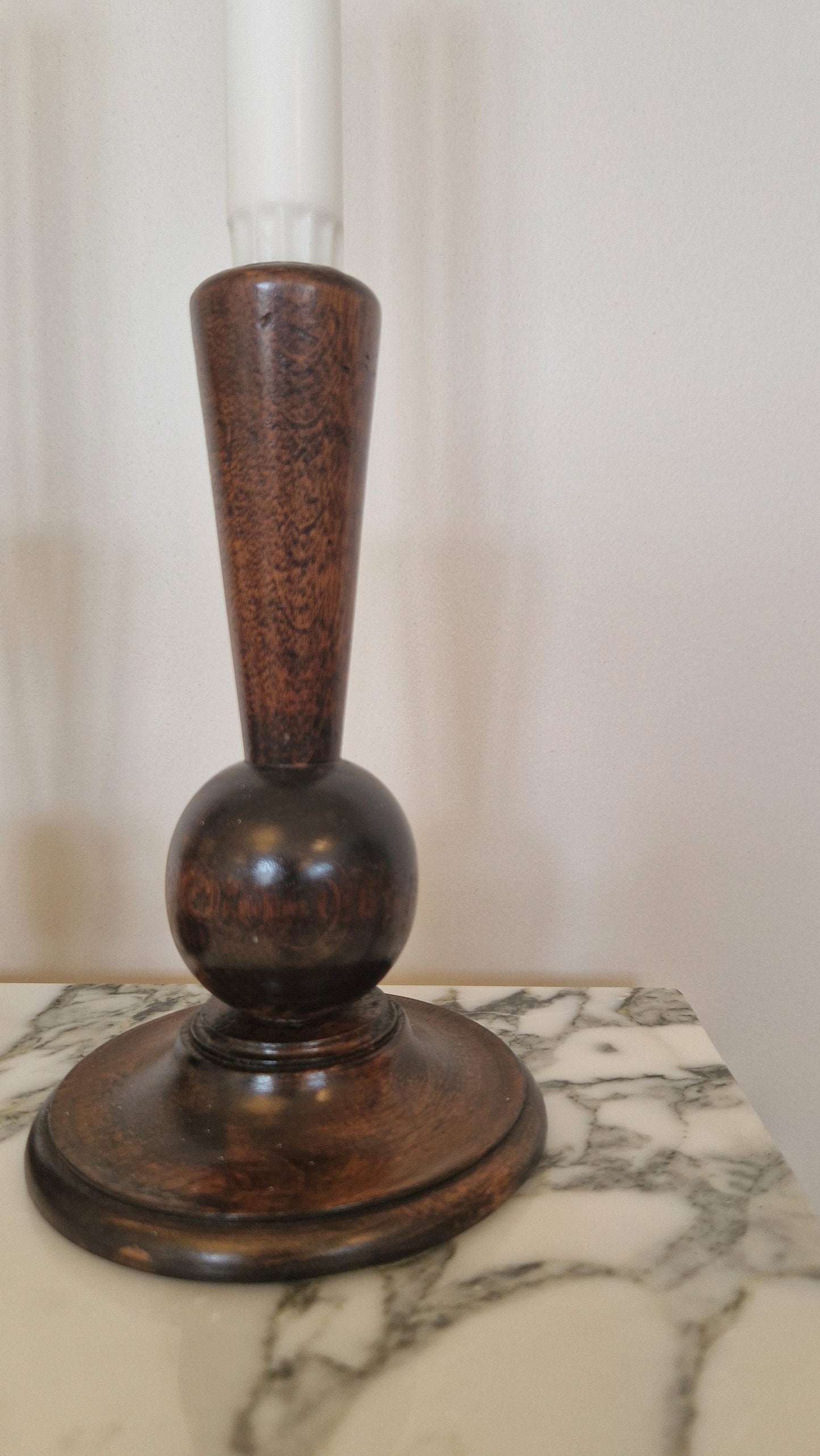 Art Deco Hand Turned Bobbin Candlesticks