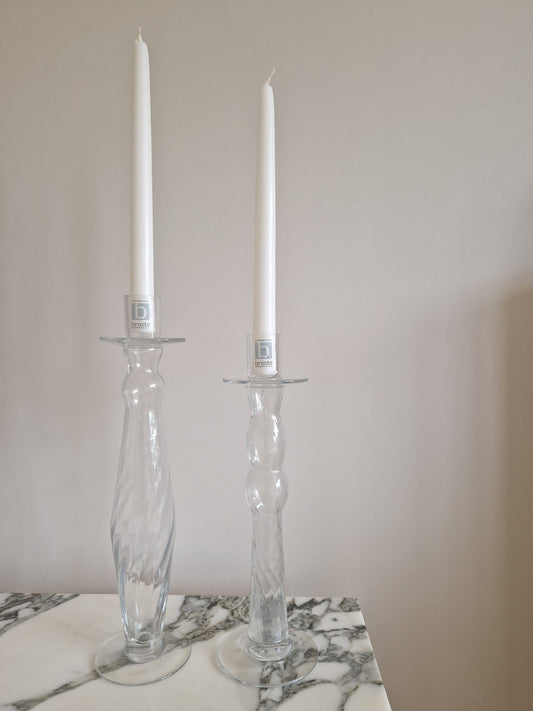 Pair Of Vintage Glass Candlesticks by Broste Copenhagen