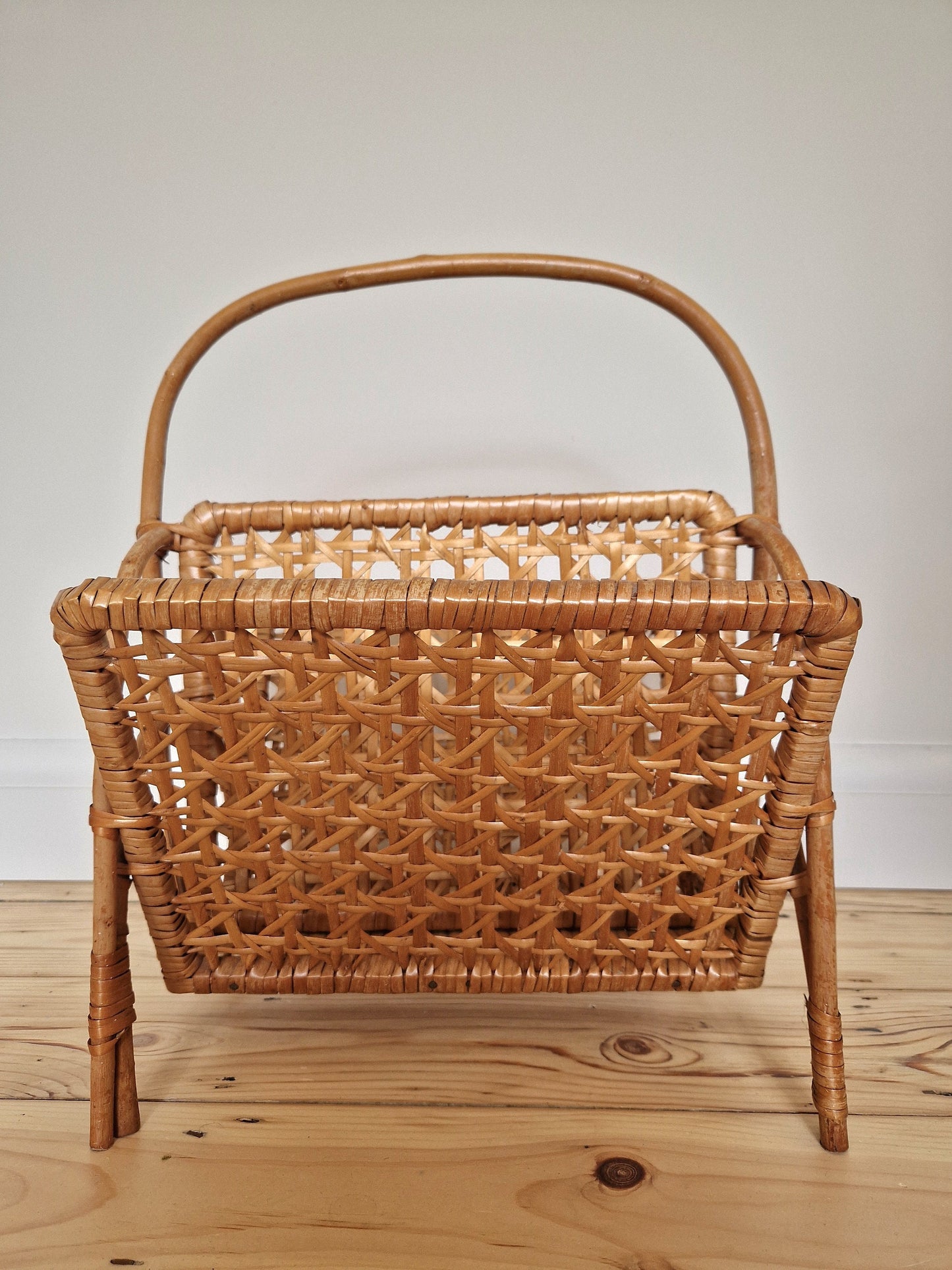 Vintage Bamboo and Rattan Magazine Rack