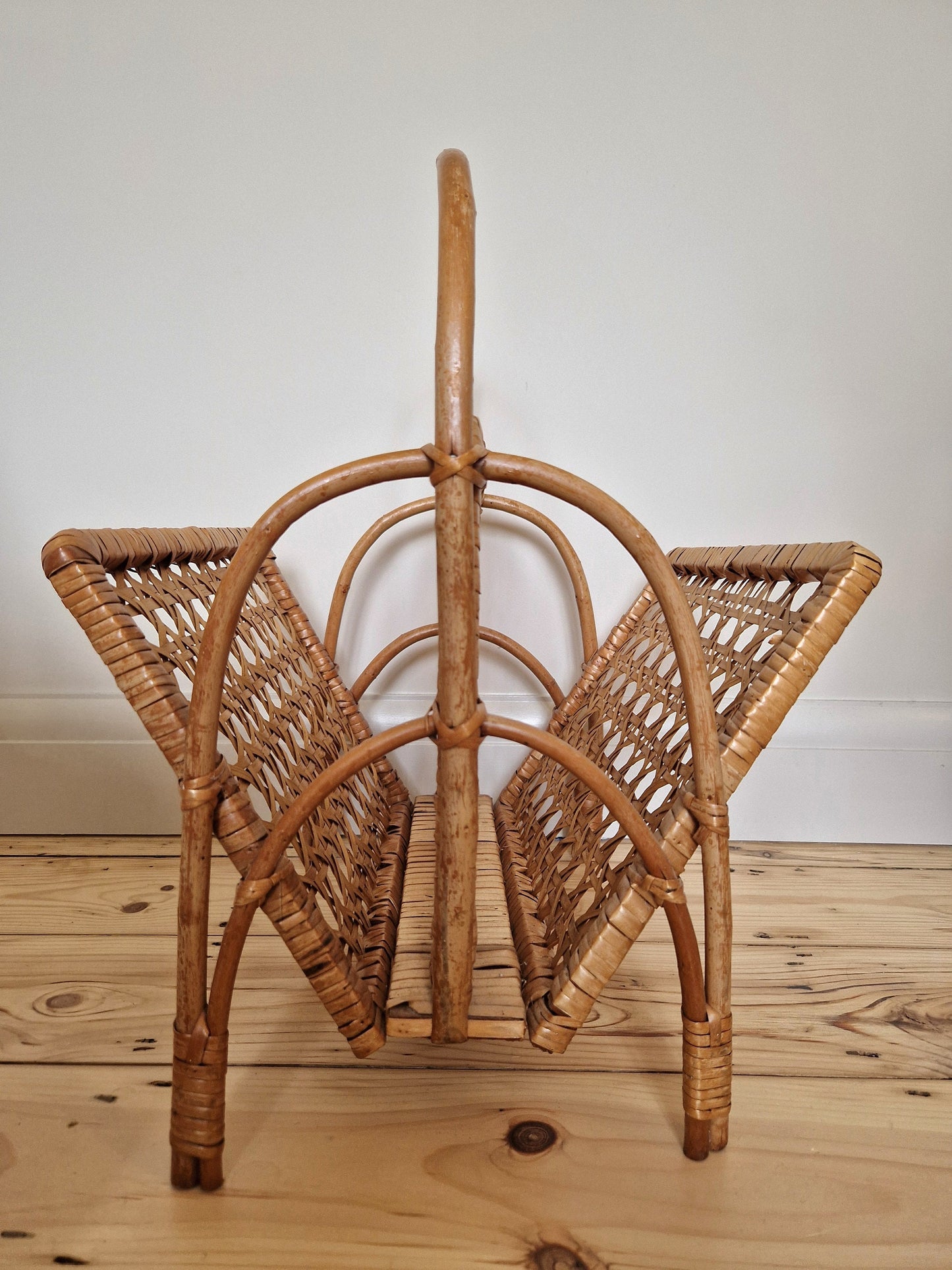 Vintage Bamboo and Rattan Magazine Rack