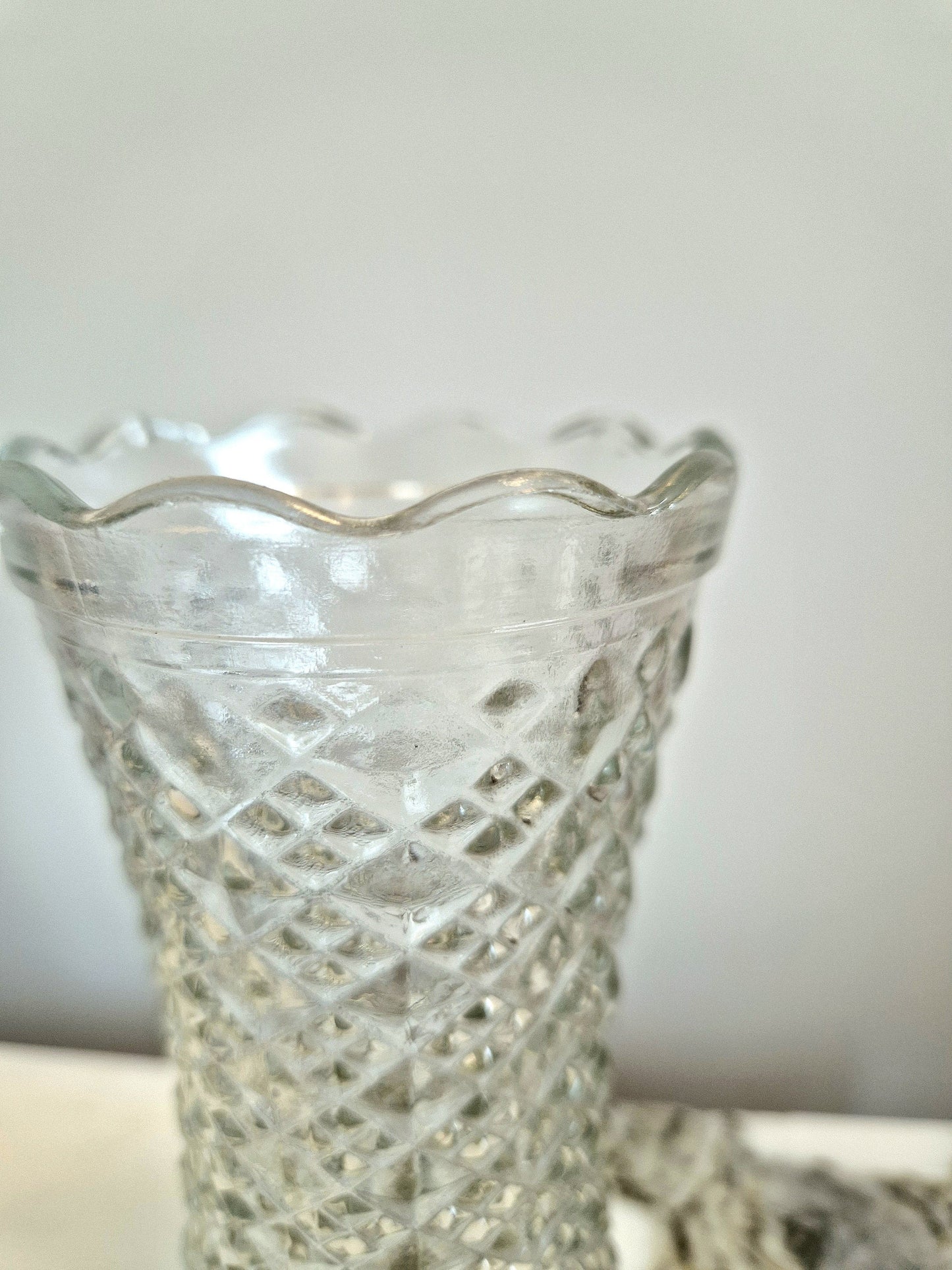 Vintage Glass Vase with Scallop Rim