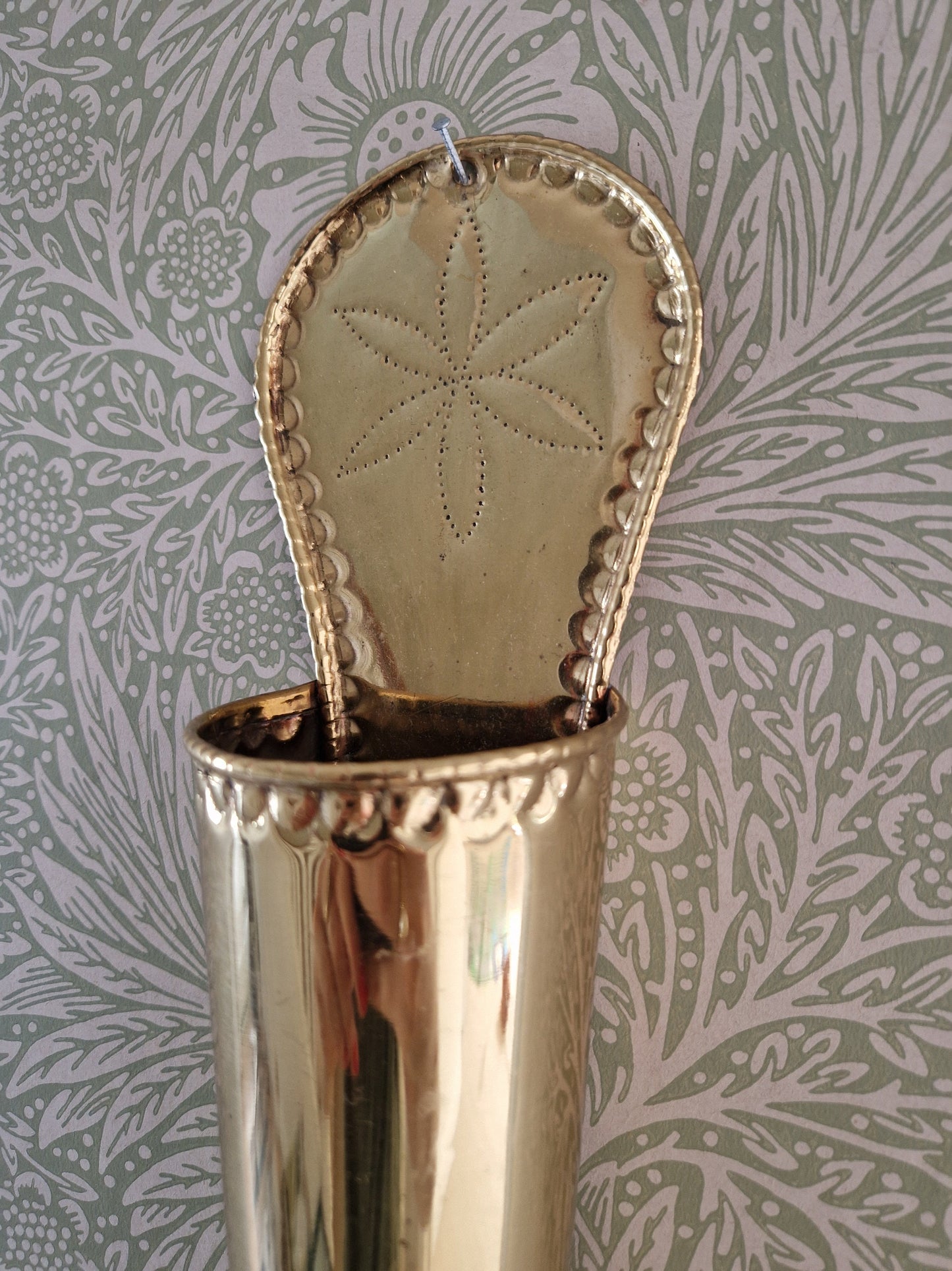 Vintage Hammered Brass Wall Pocket