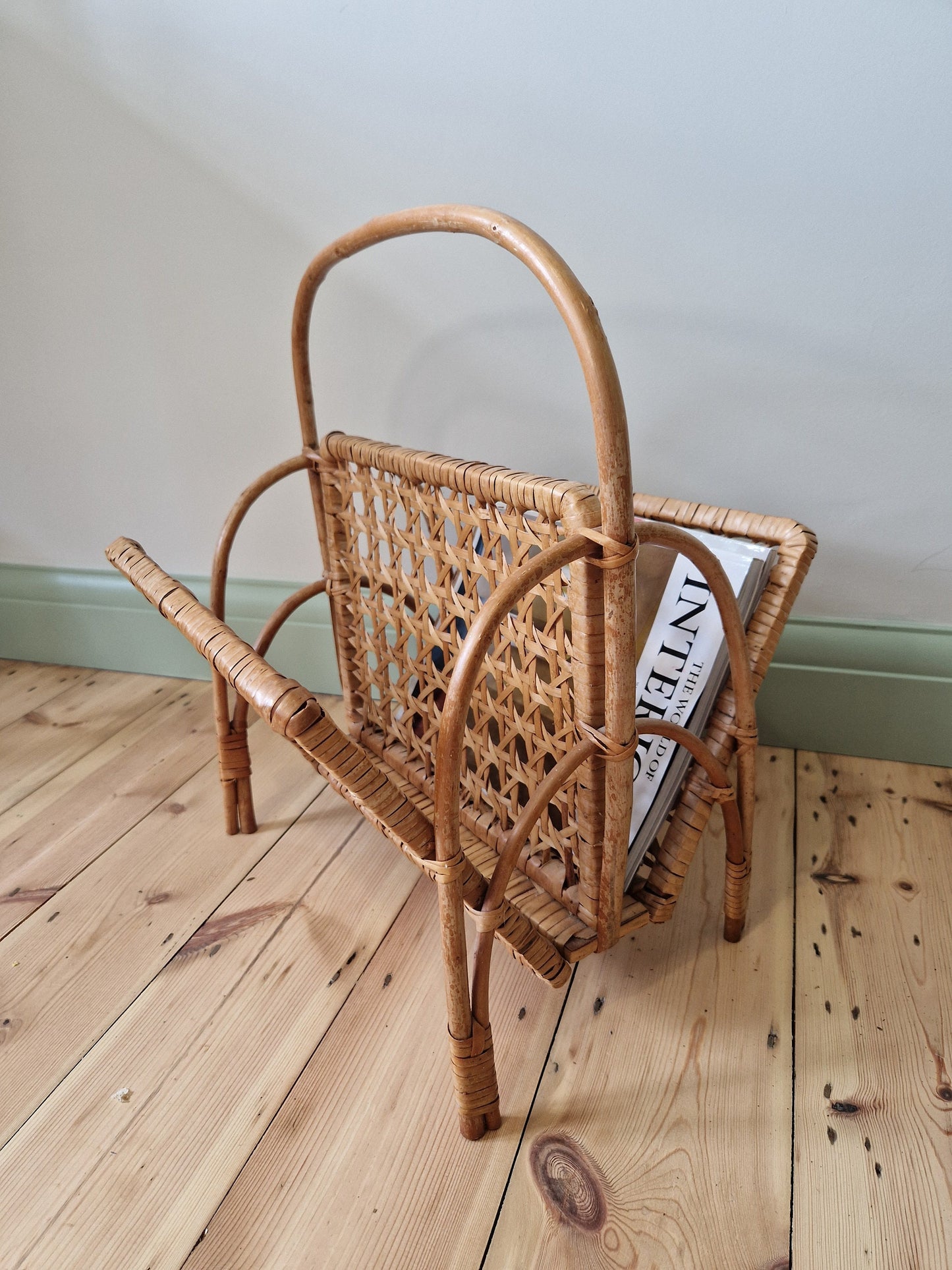 Vintage Bamboo and Rattan Magazine Rack