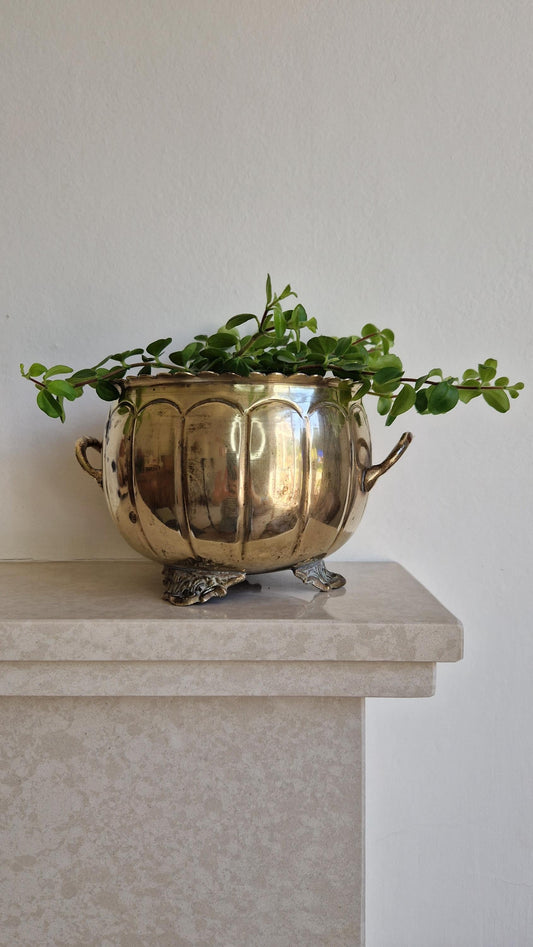 Antique Brass Footed Planter