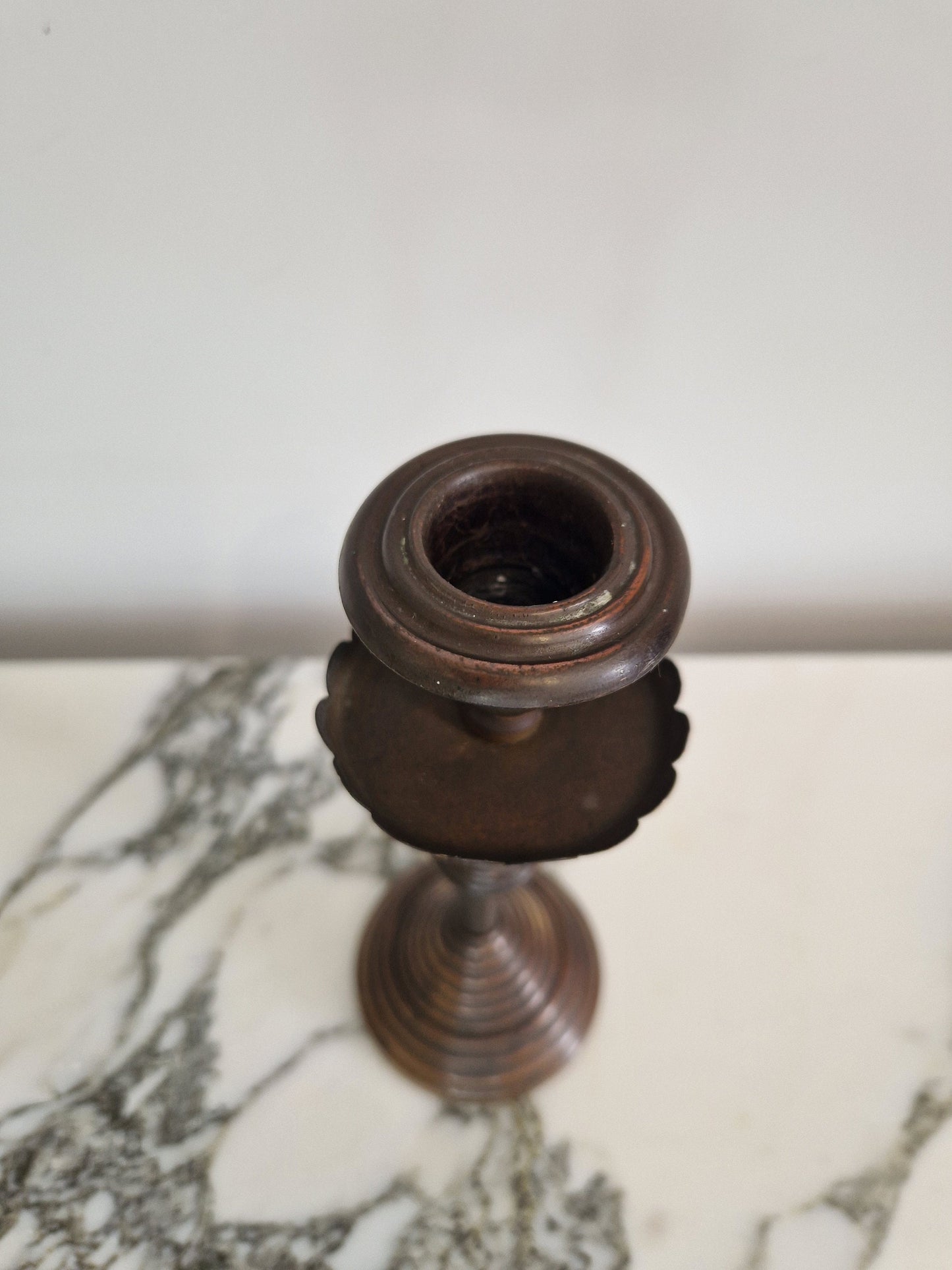 Brass Candlestick with Scallop Detail