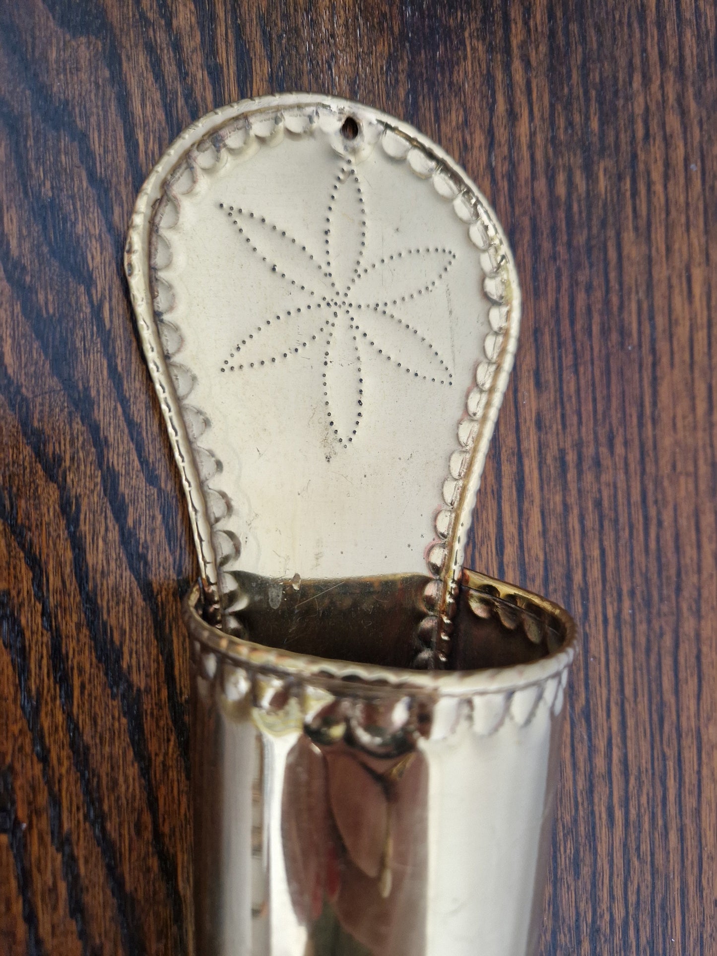 Vintage Hammered Brass Wall Pocket