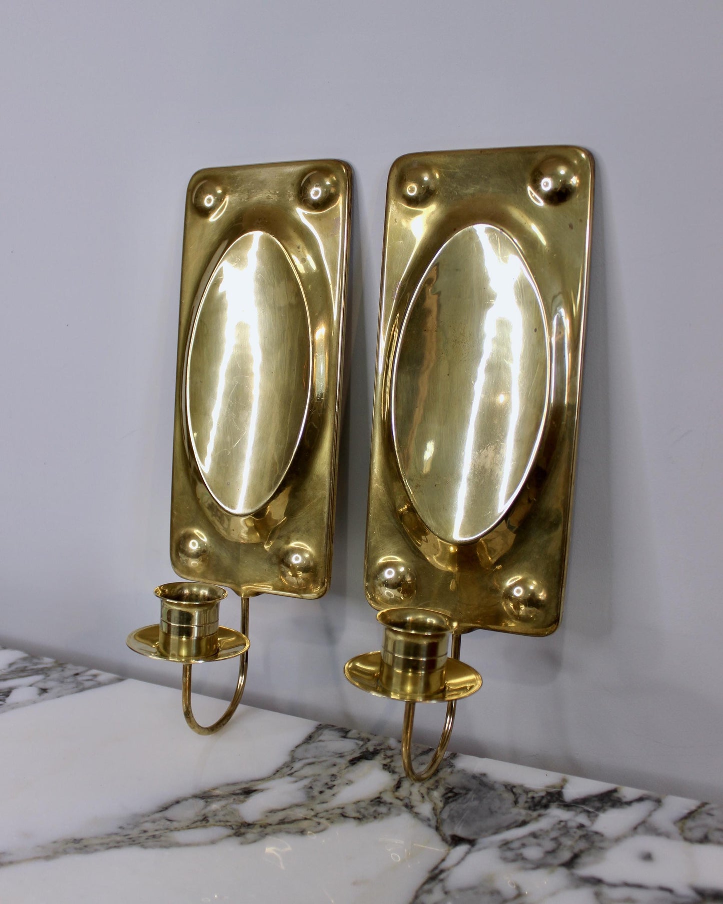 Pair of Mid-Century Swedish Brass Sconces