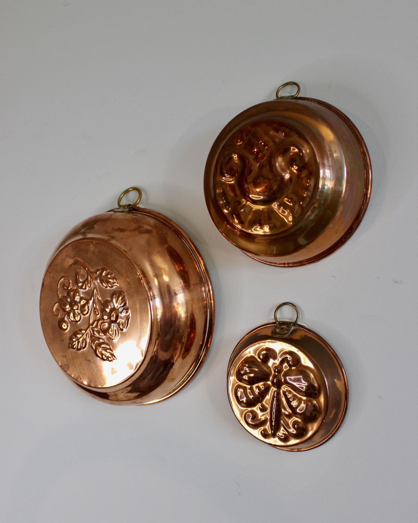 Set of Three Vintage Swedish Copper Moulds