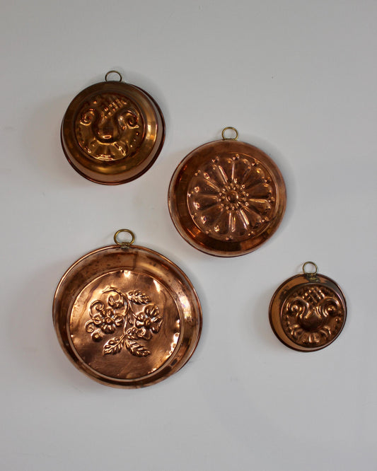 Set of Four Vintage Swedish Copper Moulds