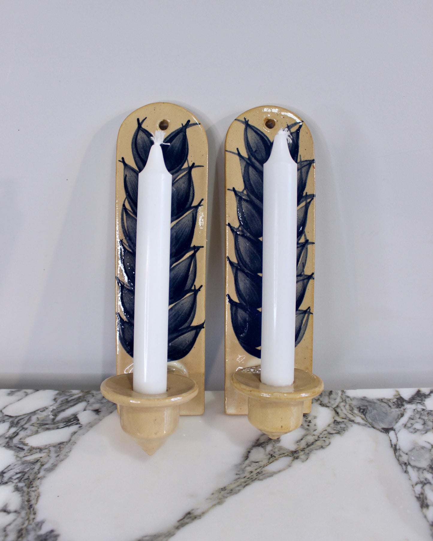 A Pair of Vintage Swedish Ceramic Candle Sconces