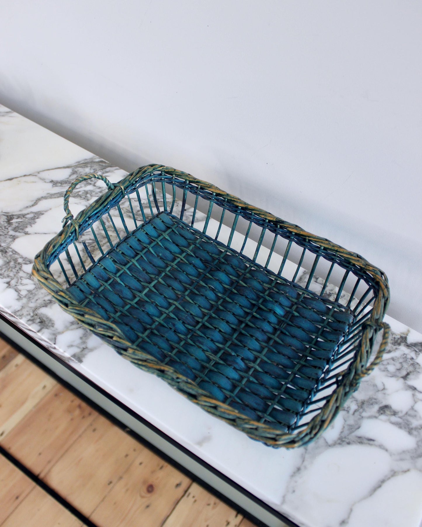 Blue Vintage Wicker Basket