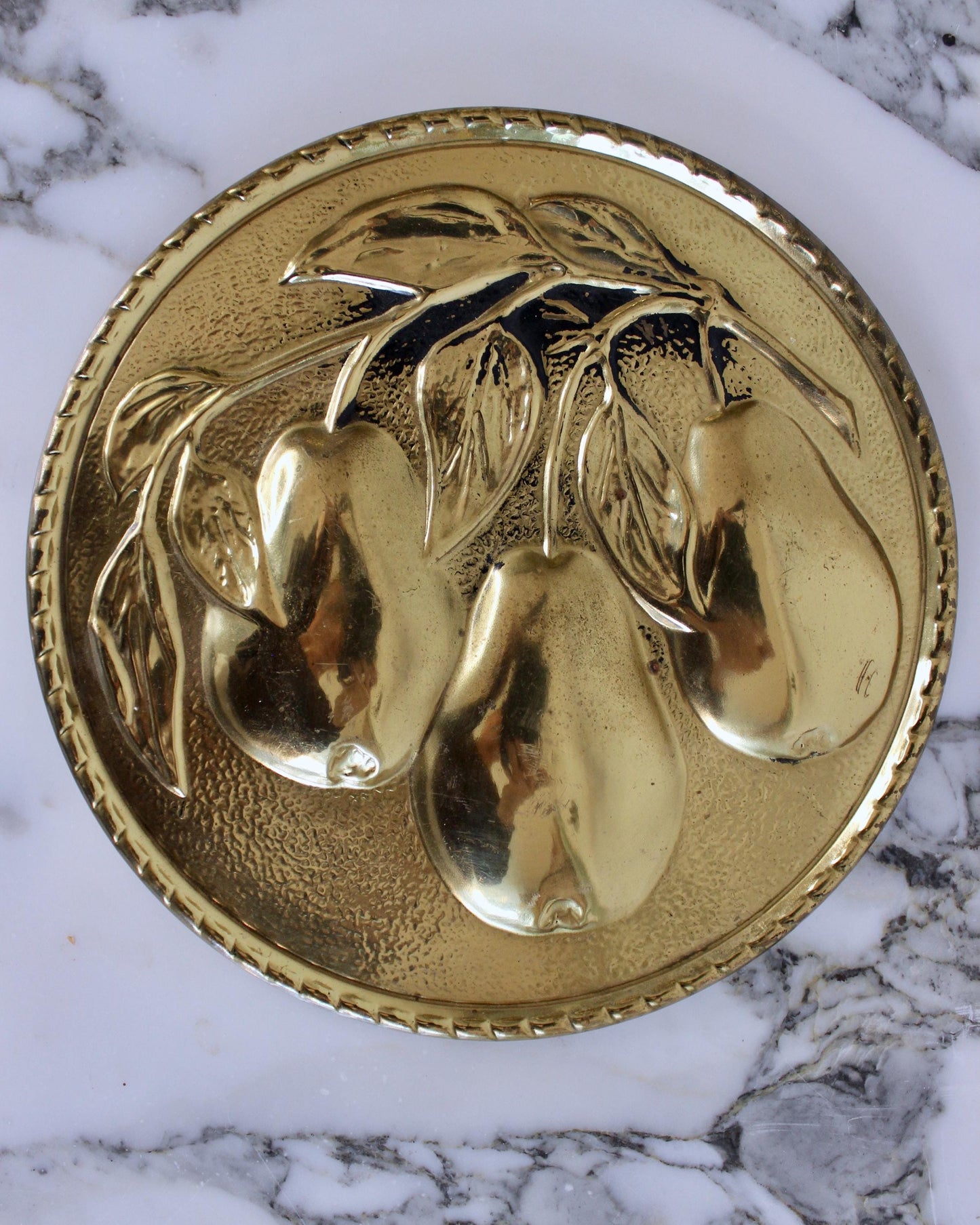 Brass Wall Plaque with Pear Design