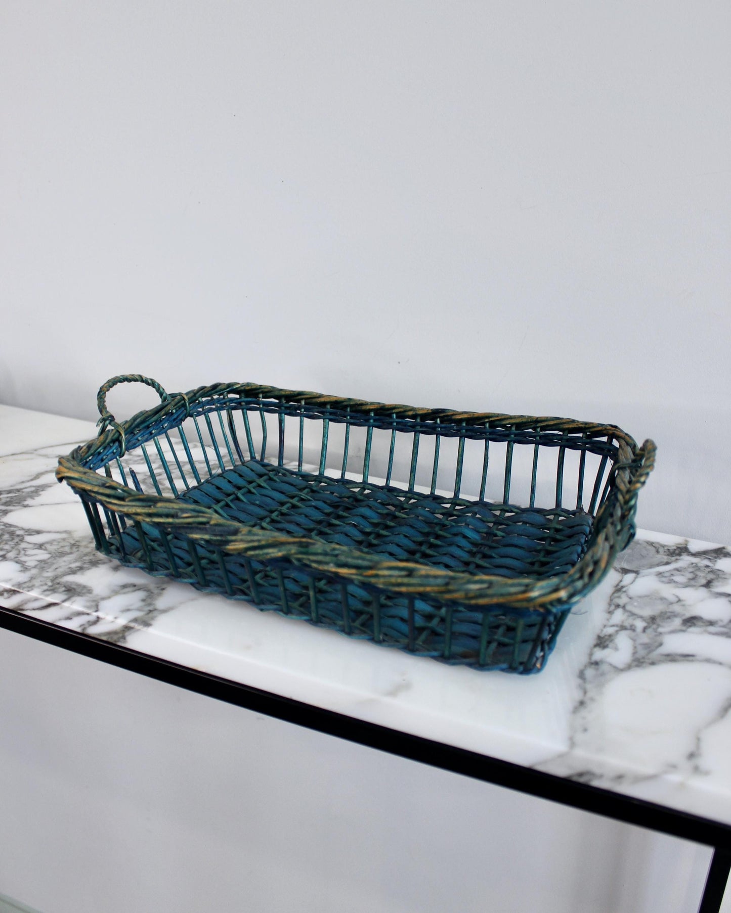 Blue Vintage Wicker Basket