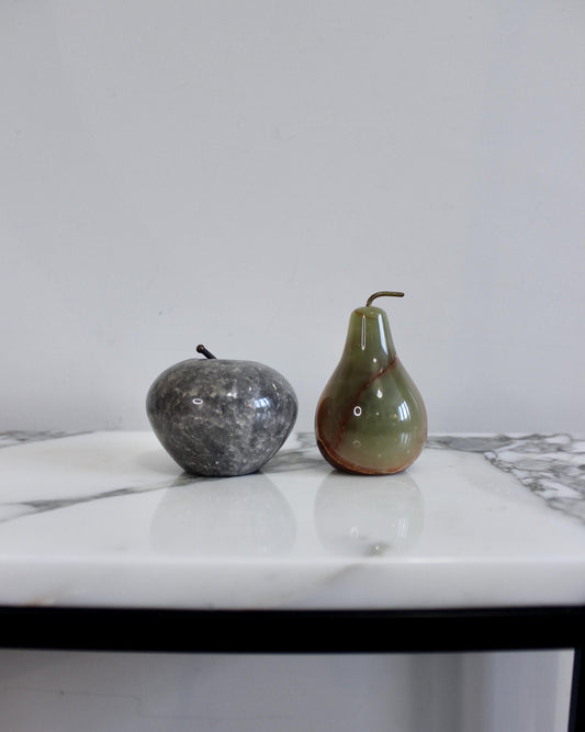 Stone Fruit Ornaments - Onyx Pear and Marble Apple