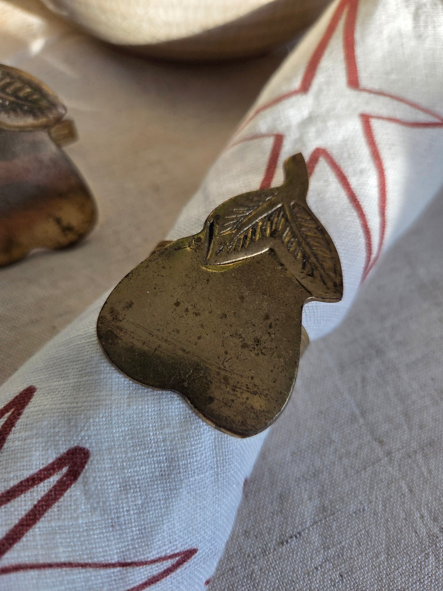 A Pair of 2 Brass Pear Vintage Napkin Rings