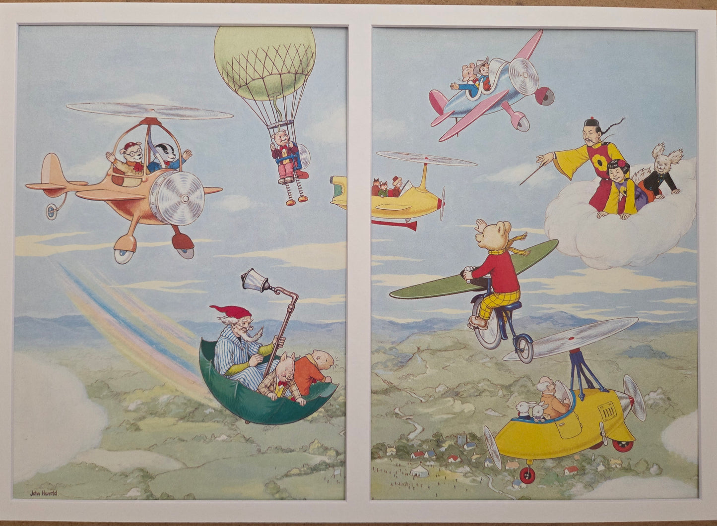 Framed Vintage Rupert Bear Illustrations