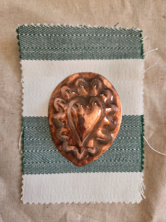 Mini Antique Swedish Copper Mould - Heart with Scallop Border