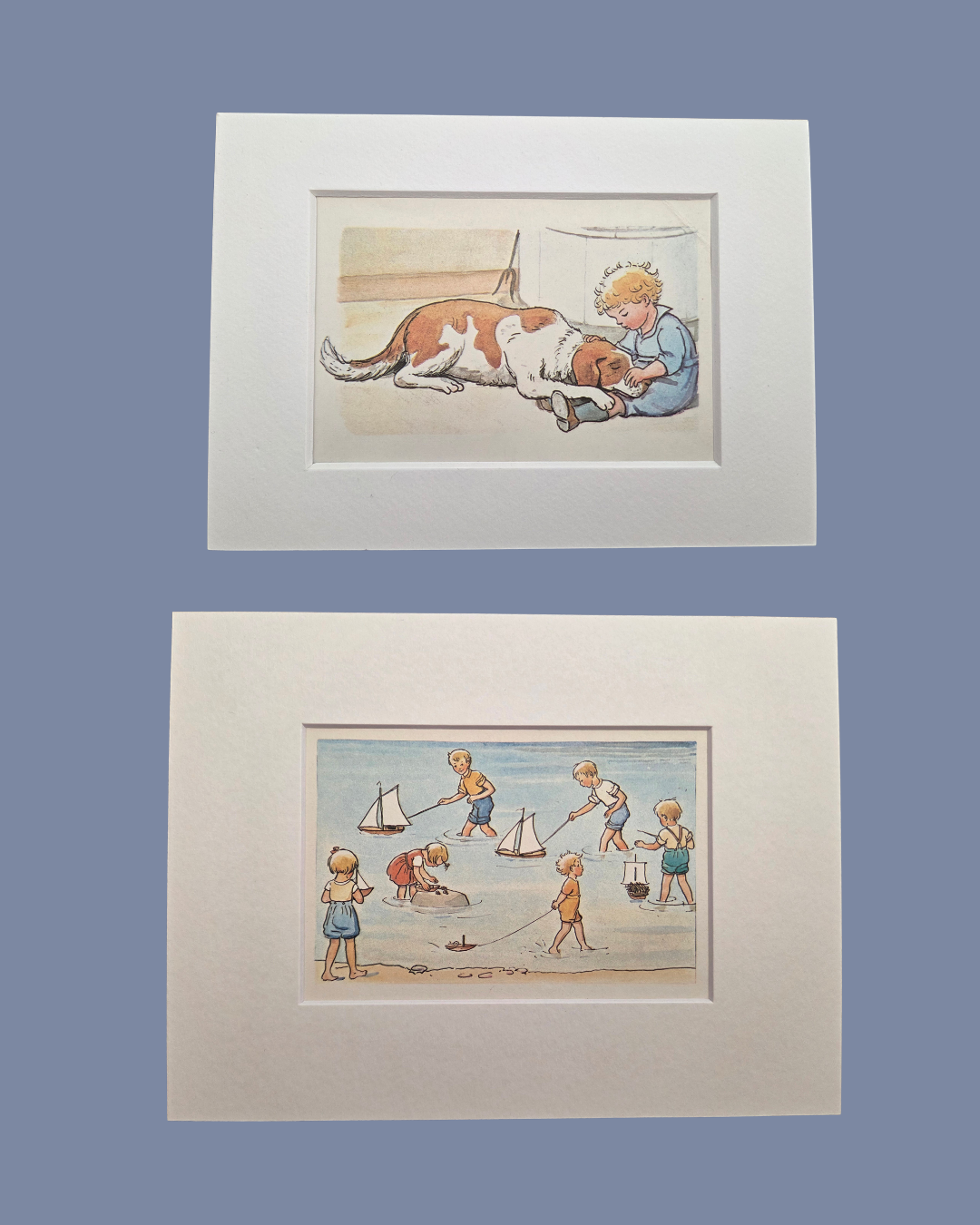 Set of Two Framed Vintage Swedish Children's Illustrations by Elsa Beskow