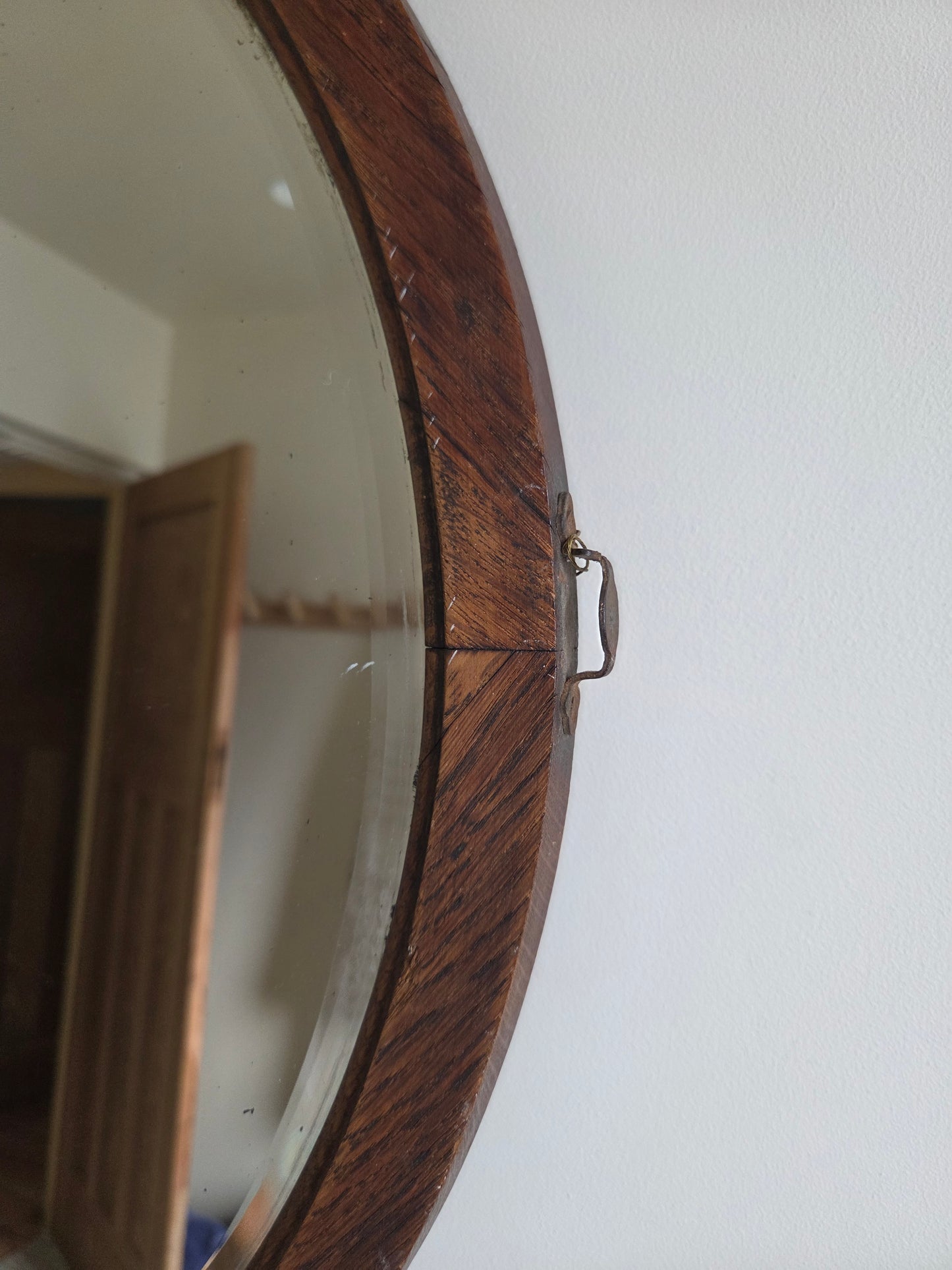 Vintage Round Oak Mirror