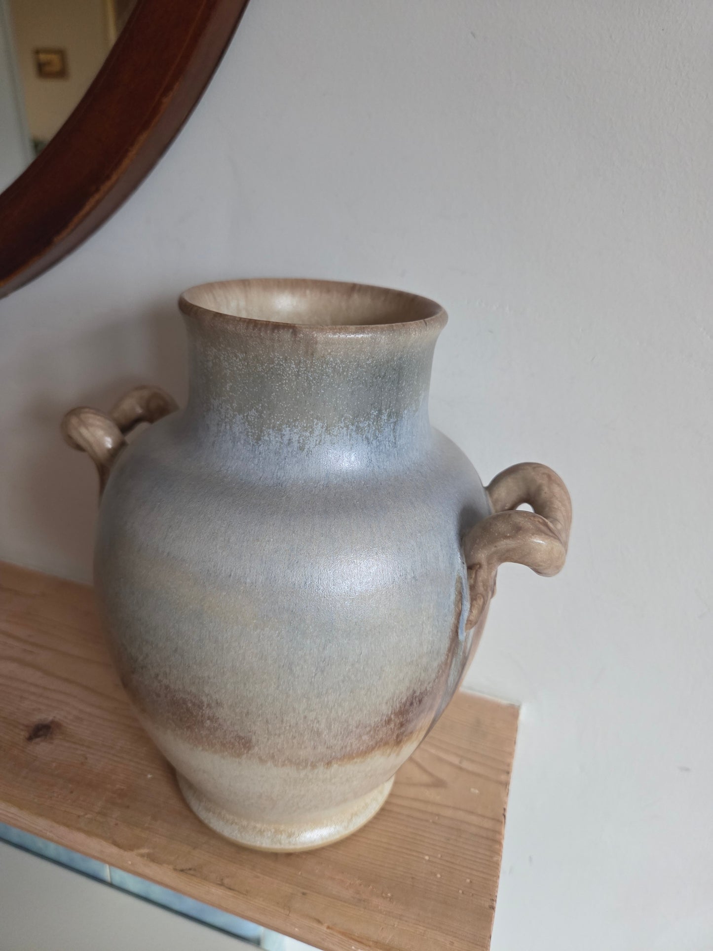 Twin Handled Studio Pottery Ombre Drip Glaze Vase