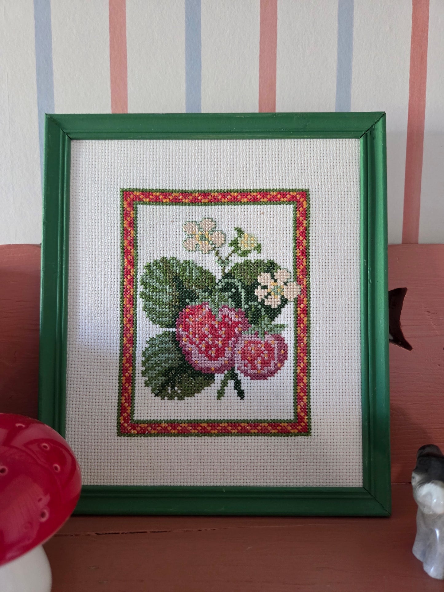 Vintage Swedish Strawberry Plant Embroidery
