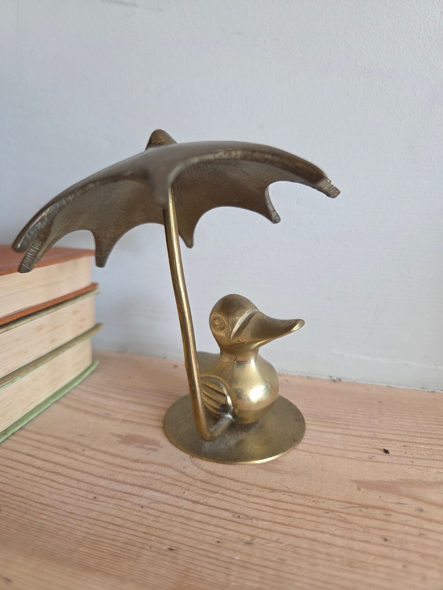 Vintage Brass Ducks with Umbrellas