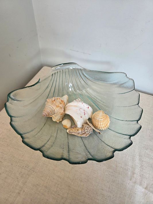 Vintage Glass Shell Shaped Fruit Bowl