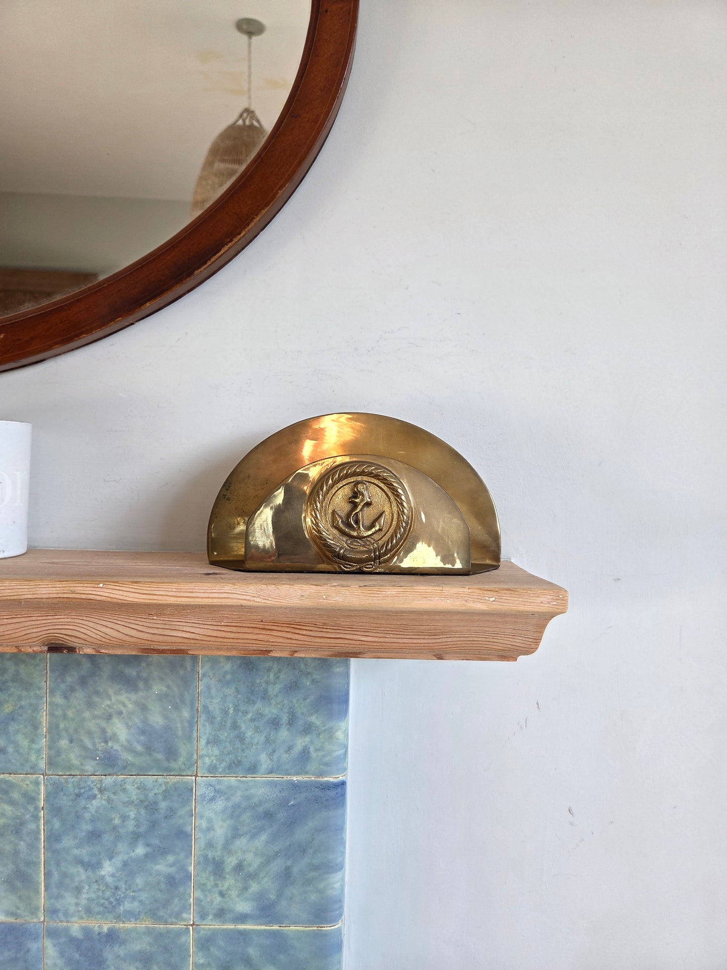 Solid Brass Letter or Napkin Rack with Anchor Design