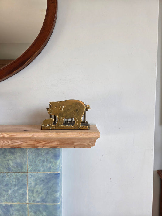 Vintage Brass Pig Letter or Napkin Rack