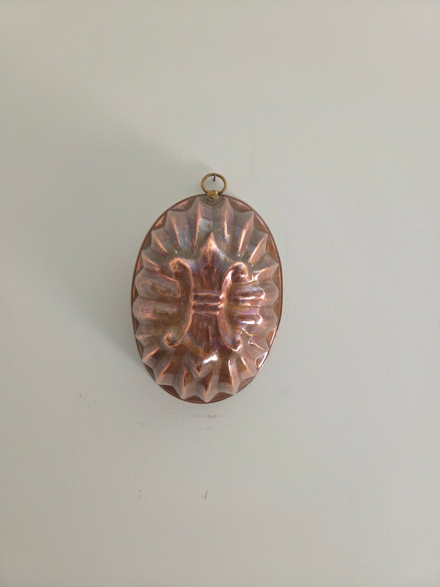 Antique Swedish Copper Mould - Oval with Double Fleur De Lis