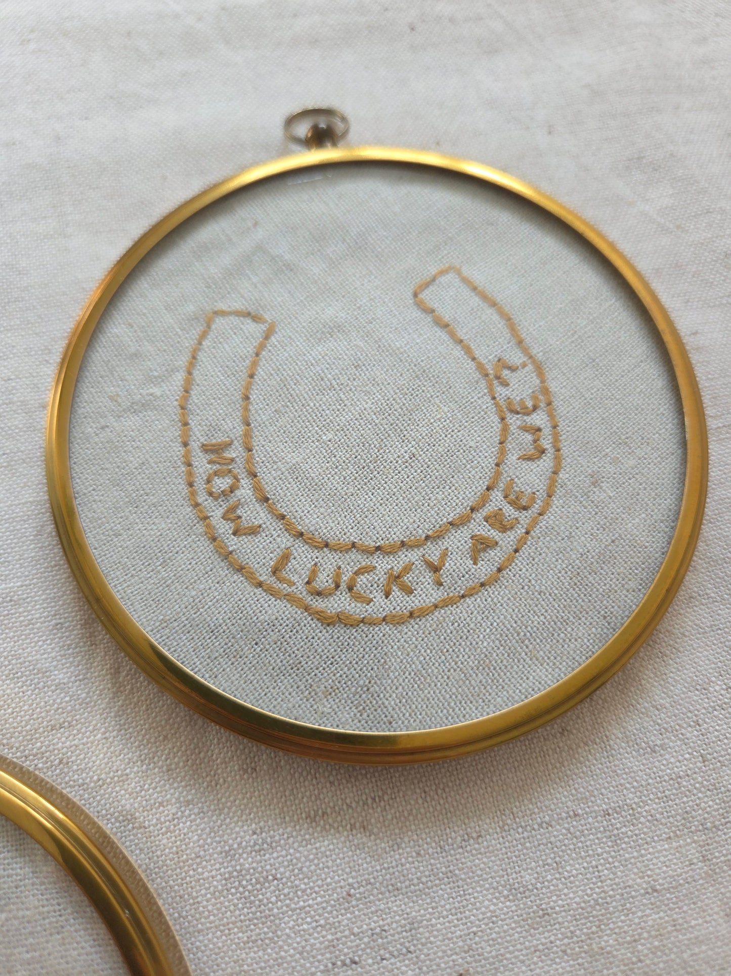 Vintage Brass Frame with Embroidery