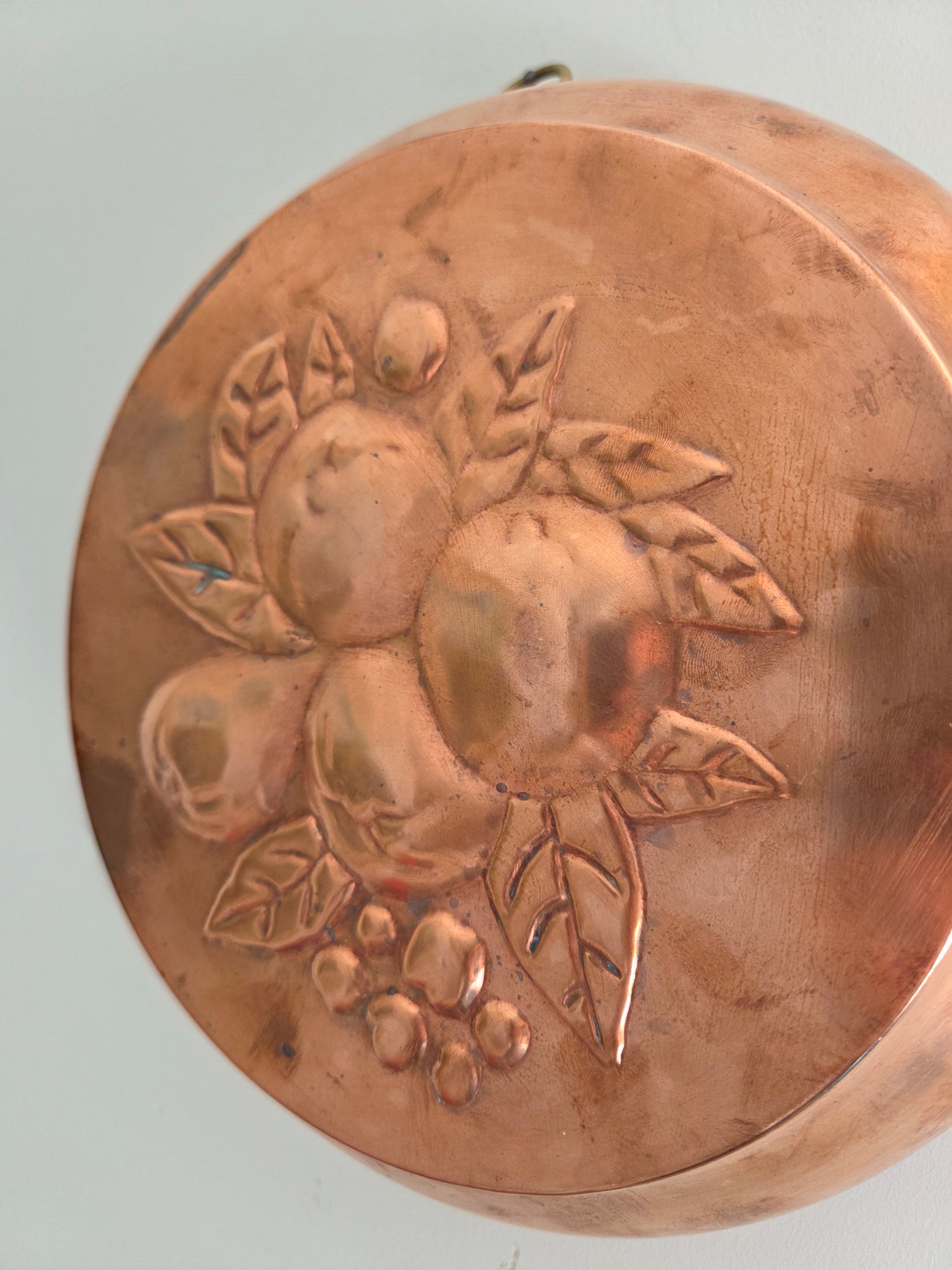 X Large Vintage Swedish Copper Mould with Fruit