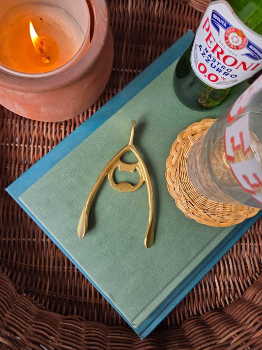 Brass Wishbone Bottle Opener