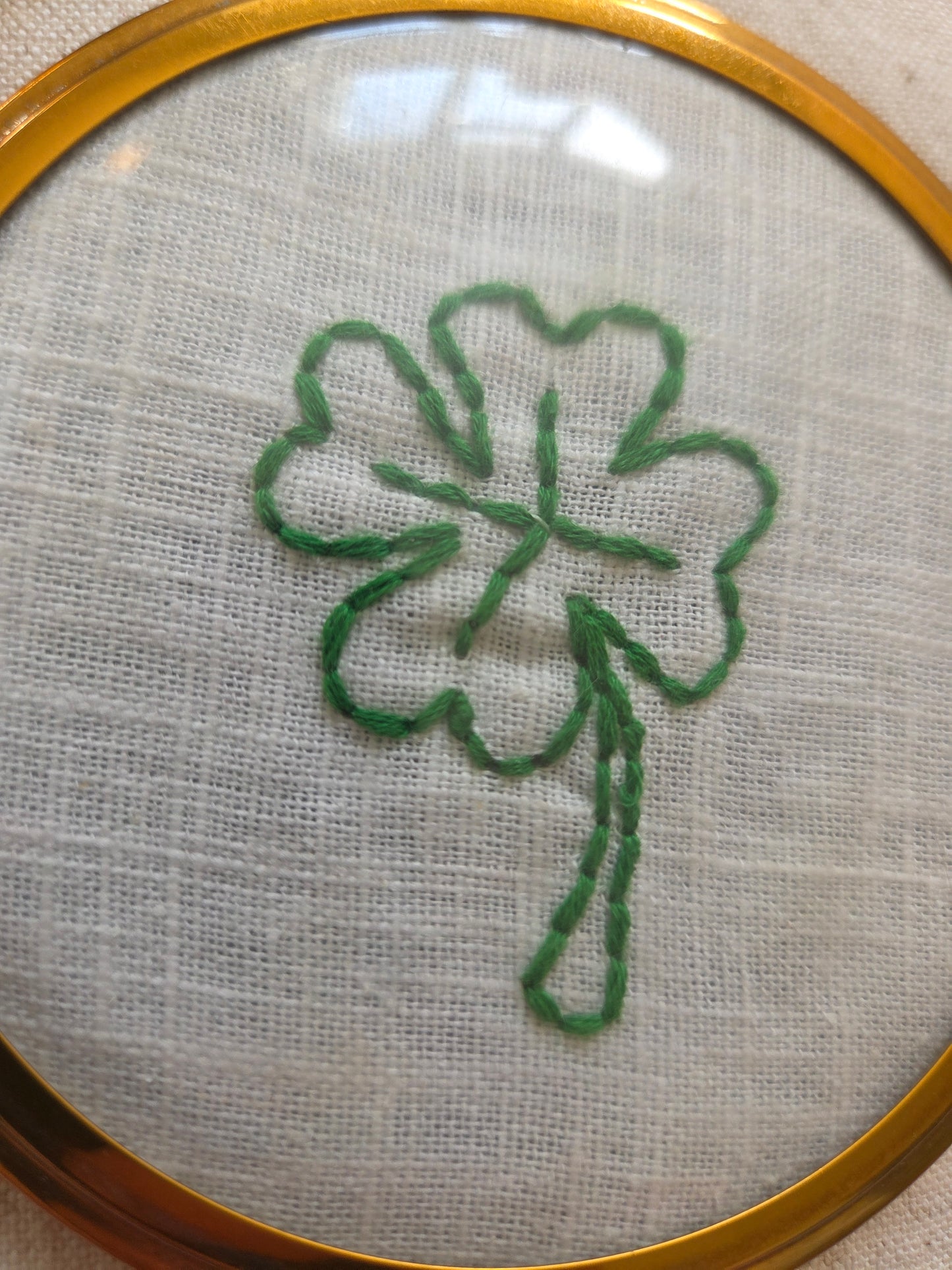 Vintage Brass Frame with Embroidery
