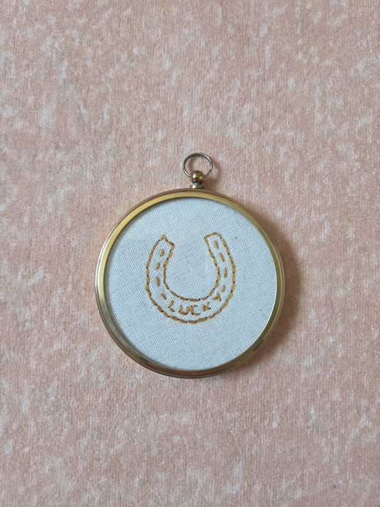 Vintage Brass Frame with Lucky Horse Shoe Embroidery 01