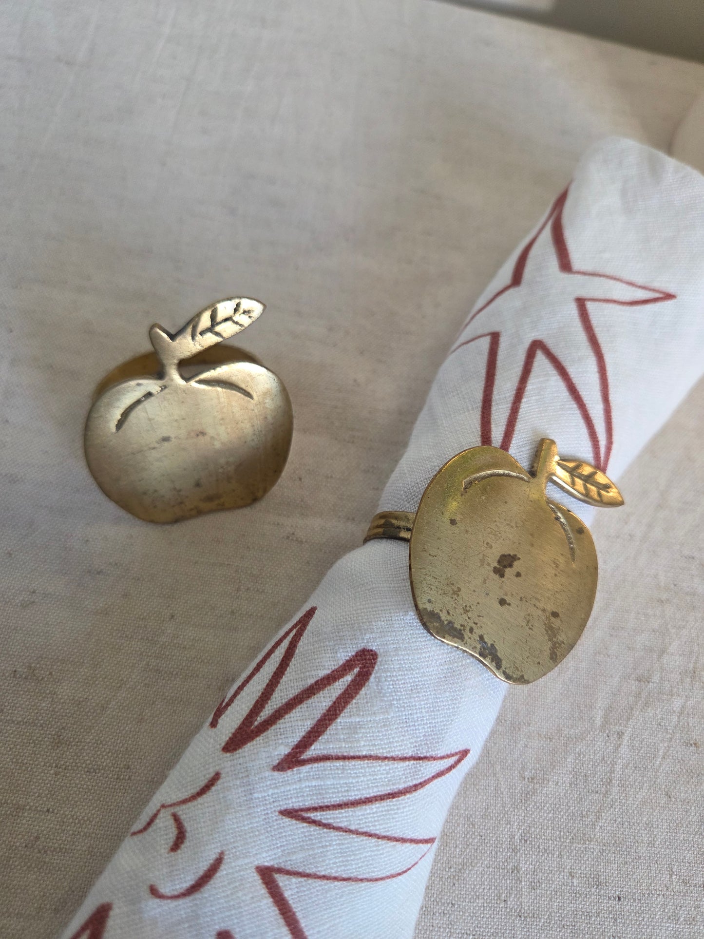 A Pair of Brass Apple Vintage Napkin Rings