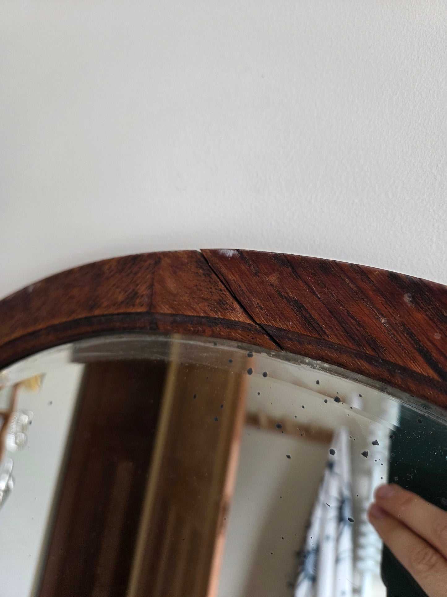Vintage Round Oak Mirror