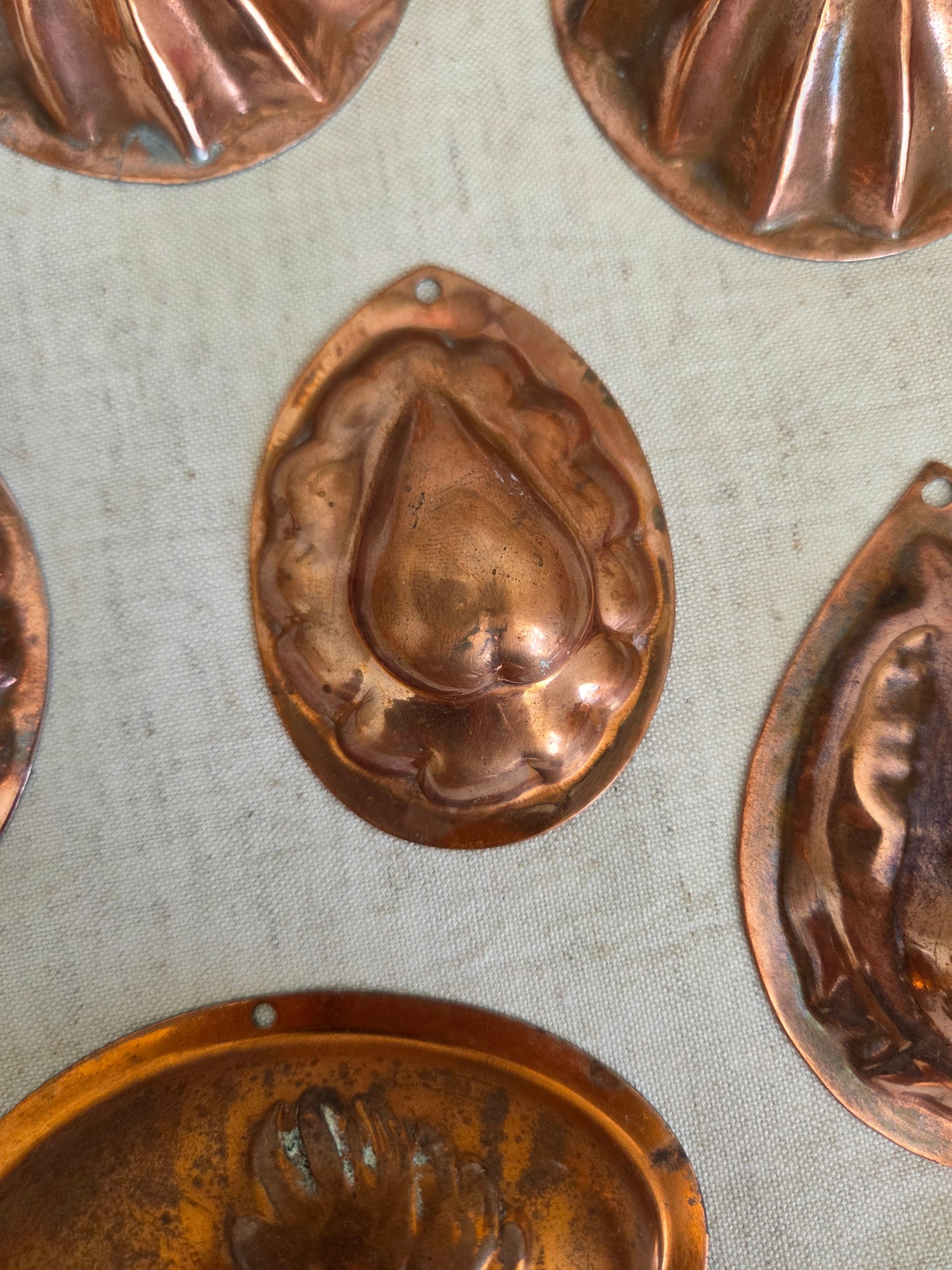 Mini Antique Swedish Copper Mould - Pear with Scallop Border