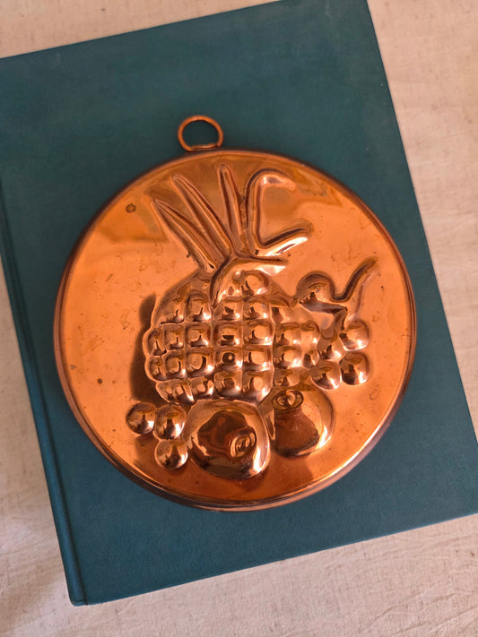 Medium Swedish Copper Mould with Pineapple and Fruit