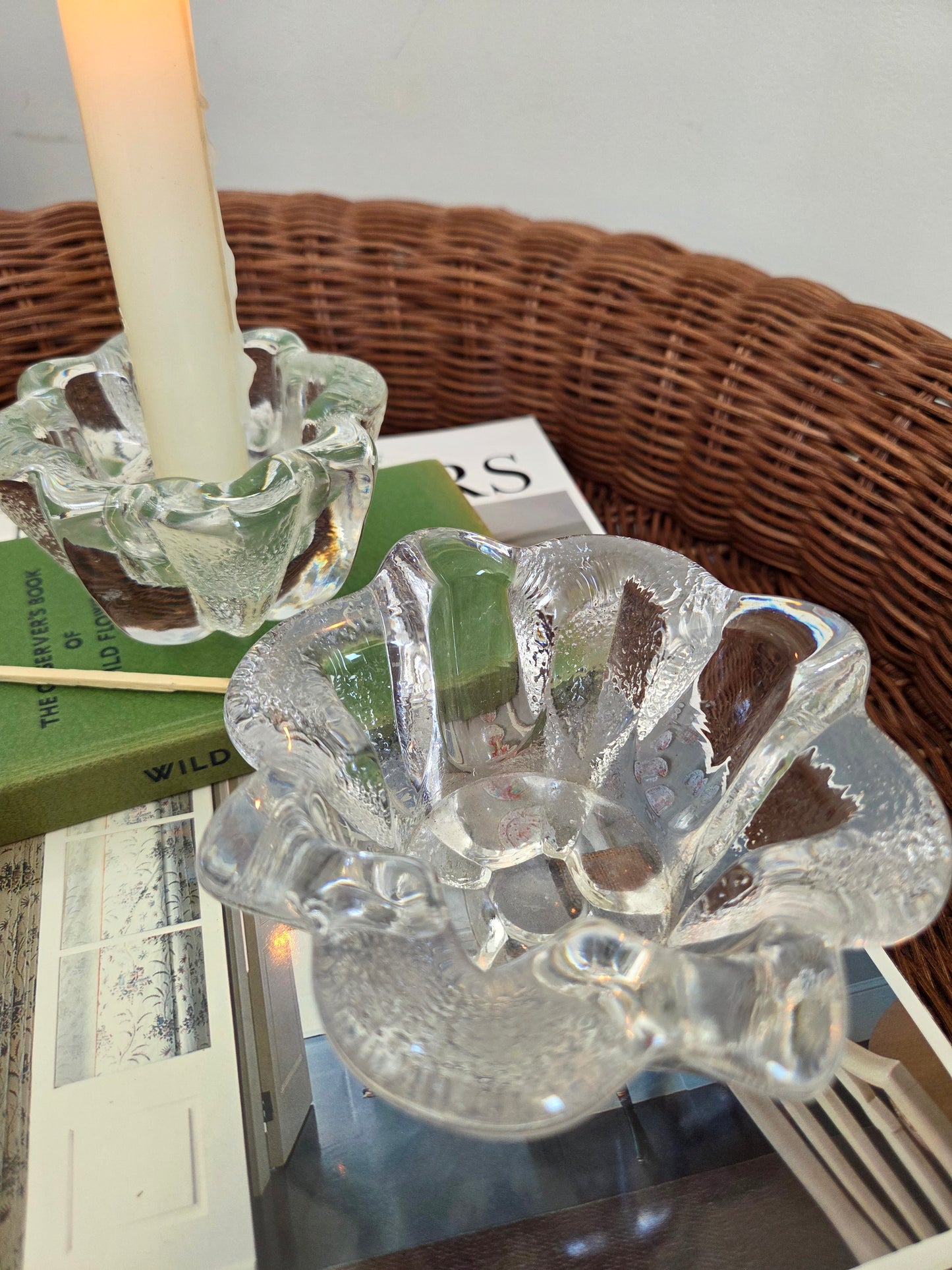 A Pair of Vintage Swedish Art Glass Bowls by Orrefors