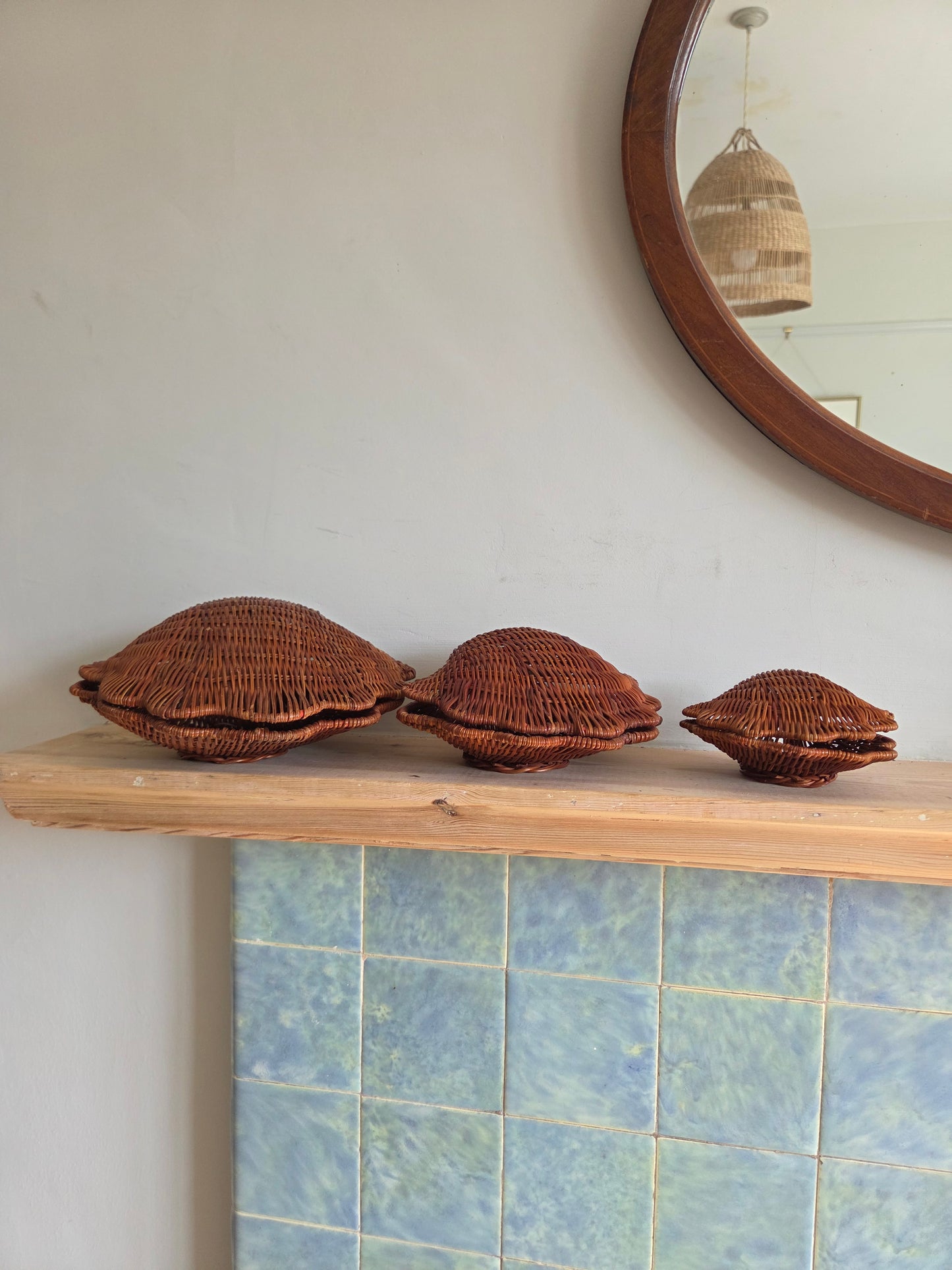 Vintage Wicker Shell Baskets