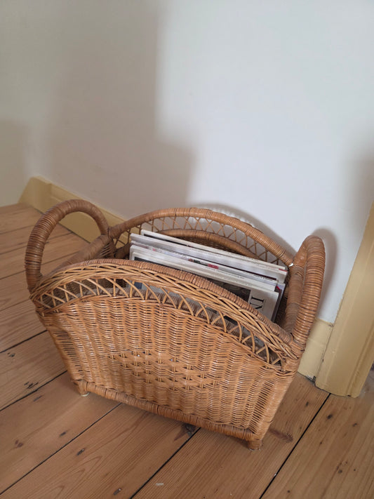 Large Wicker Basket Magazine Holder