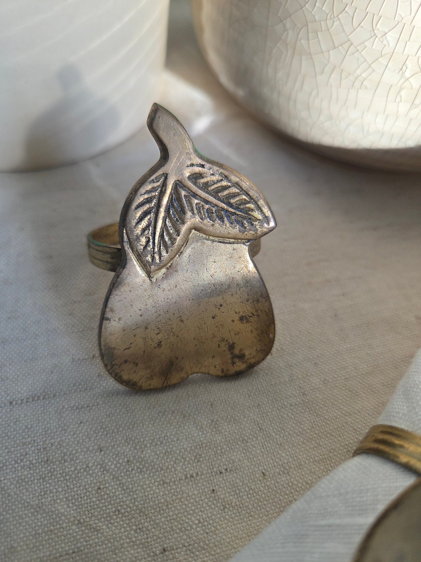 A Pair of 2 Brass Pear Vintage Napkin Rings