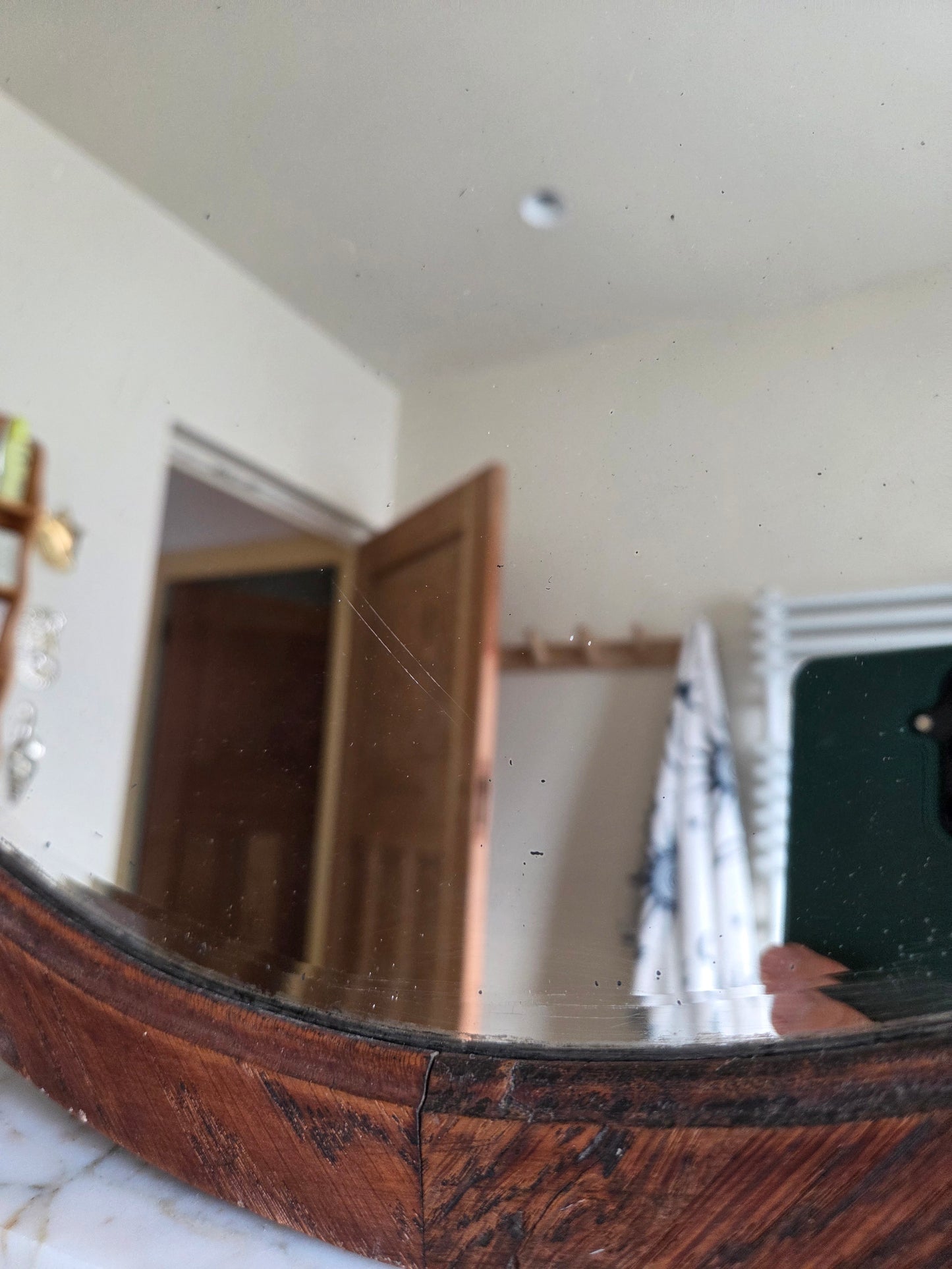 Vintage Round Oak Mirror