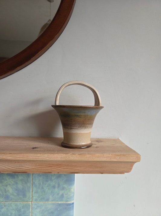 Small Basket Vase with Ombre Drip Glaze