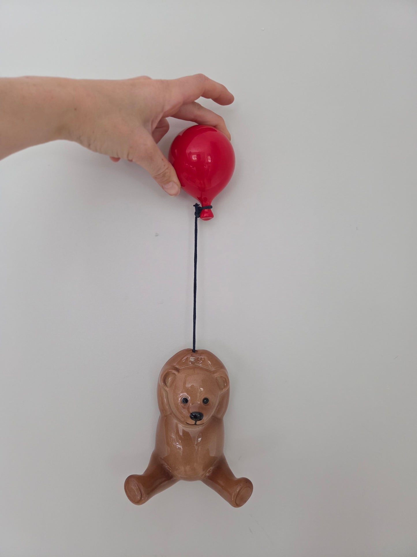 Vintage Wall Hanging Bear with Red Balloon