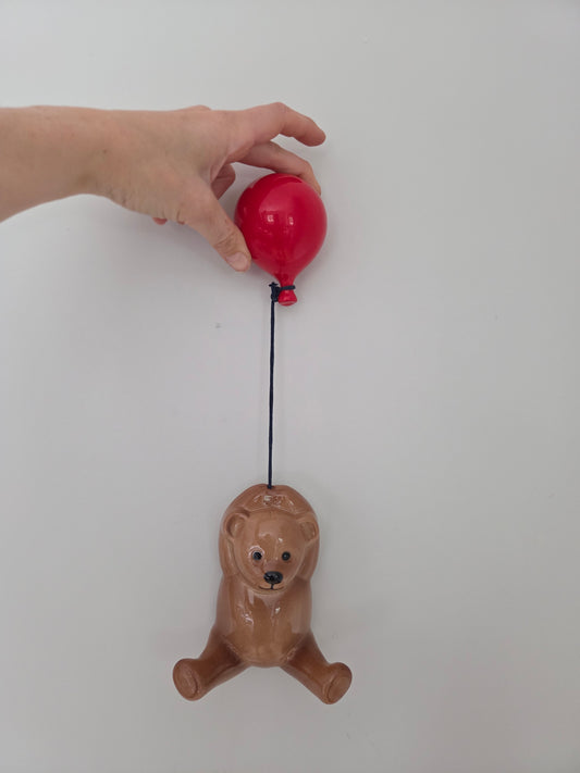 Vintage Wall Hanging Bear with Red Balloon